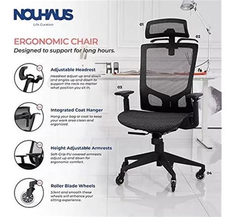 Nouhaus Ergotask ergodraft Silla Ergonómica De Tarea b Color Black