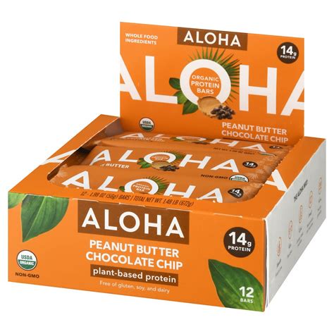 Aloha Plant Based Protein Bar Peanut Butter Chocolate Chip 12 Ct Shipt