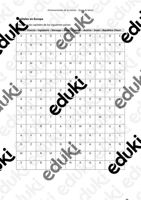Sopa De Letras Capitales De Europa Ressource Pédagogique Pour Ton