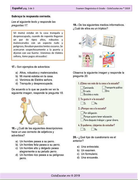 Examen DiagnÓstico Sexto Grado 2019 2020 Página 07 Imagenes Educativas