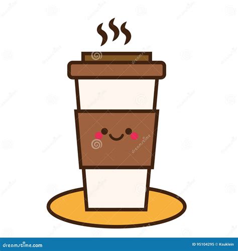 Coffee Cup Cute Kawaii Smiling And Friendly Coffee Character Stock