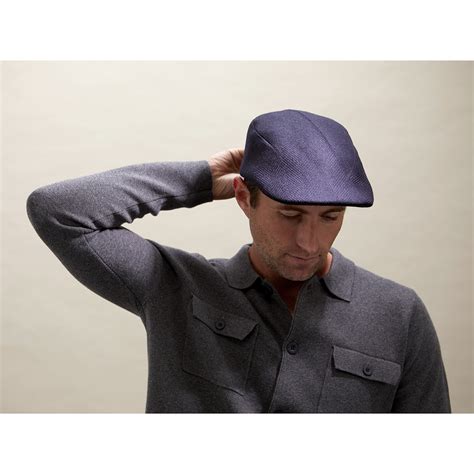 Lambswool Flat Cap Helmsley In Navy Herringbone — Karen Henriksen