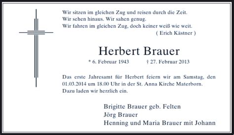 Alle Traueranzeigen für Herbert Brauer trauer rp online de