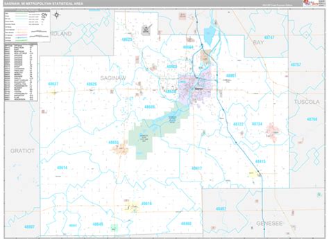 Saginaw Mi Metro Area Wall Map Premium Style By Marketmaps Mapsales