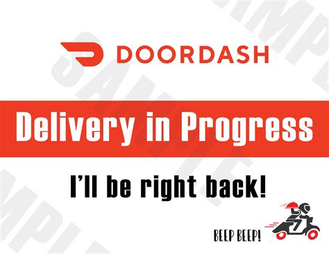 Door Dash - Printable "delivery in Progress" Sign for Your Car