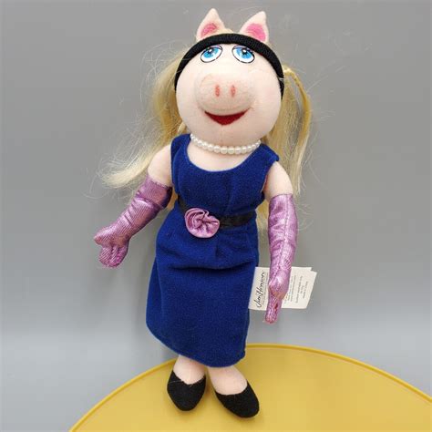 Miss Piggy Plush Beanbag Doll Muppets Sababa Toy Pearls Gloves 9 Inch