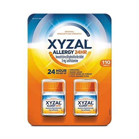 Xyzal Allergy Pills 24 Hour Allergy Relief Original Prescription Strength55 Count Pack Of 2