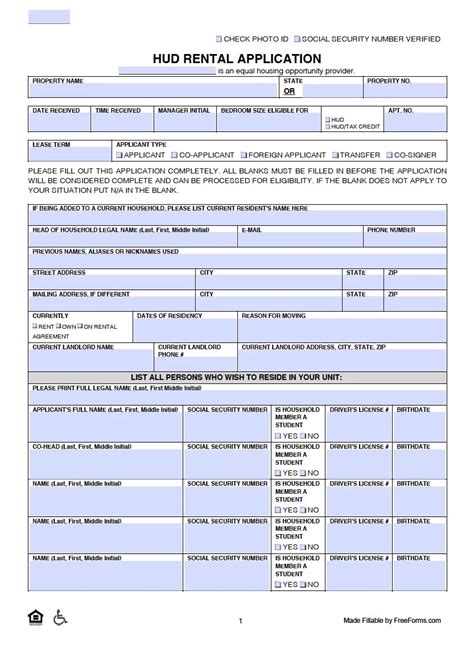 Rental Application Form Va