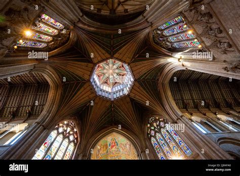 The Famous 14th Century Octagonal Lantern Tower At Ely Cathedral Stock