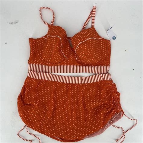 Cacique Swim Cacique Swimsuit Womens 44ddd 2 Orange Bikini Retro