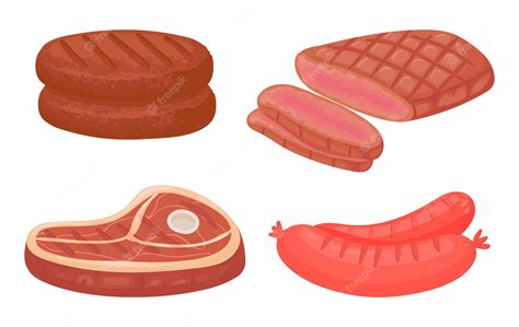 Premium Vector Cartoon Meat Food Raw Product Ingredients As Patty