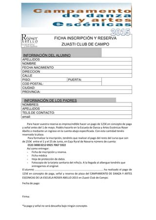 Ficha Inscripcion Campamento Zuasti Pdf