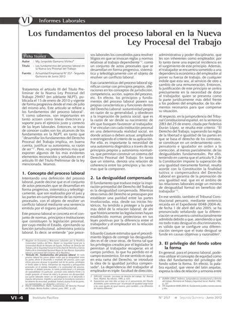 Los Fundamentos Del Proceso Laboral En La Nueva Ley Procesal Del