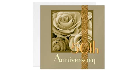 50th Anniversary Invitation - GOLD Rose Bouquet | Zazzle