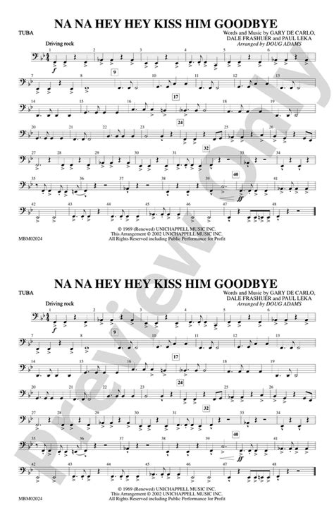 Na Na Hey Hey Kiss Him Goodbye Tuba Tuba Part Digital Sheet Music