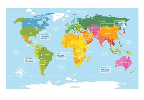 Imágenes golfos Mapa Oceanográfico del mundo con etiquetas de