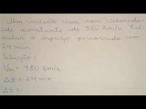 Exerc Cio Do Espa O Percorrido Pelo Avi O Velocidade De Km H