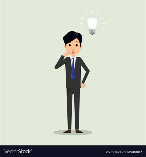 Business Man Thinking With Idea In Think Vector Image