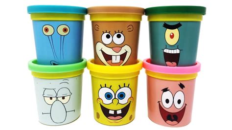 Funny Play Doh Can Heads Toys Spongebob Squarepants Patrick Squidward