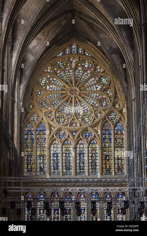 Th Century Rose Window In The French Gothic Cathedral Of Saint