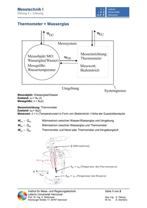 U2 addendum Sommersemester Messtechnik I Übung 2 Lösung Institut