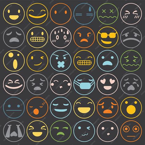 Free Vector Emoji Emoticons Set Face Expression Feelings Collection