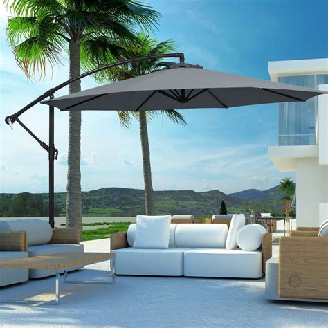 Tangkula 10ft Patio Offset Umbrella 8 Ribs Cantilever Umbrella Wcrank For Poolside Yard Lawn