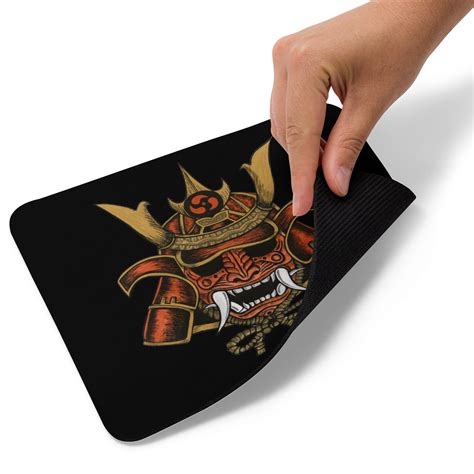 Samurai Mask Gaming Mouse Pad Samurai Helmet Anime Mouse Pad Etsy