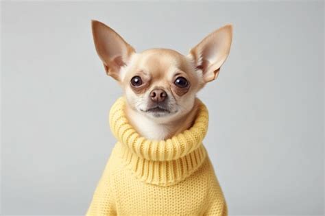 Premium Ai Image A Small Dog Wearing A Yellow Sweater