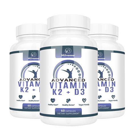 Nuvanna Vitamin K2 D3 Capsules Bone And Heart Health Formula With Bioperine Maximum