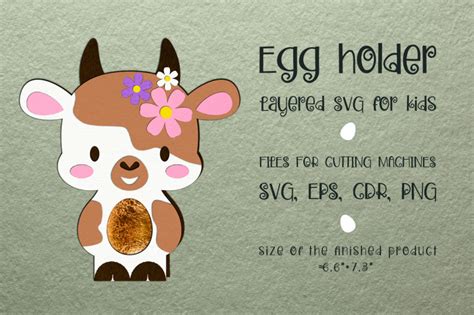 Cute Cow Easter Egg Holder Paper Craft Template By Olga Belova