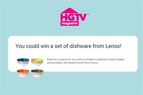 HGTV 2021 October Birthday Dishware Sweepstakes SweepstakesBible