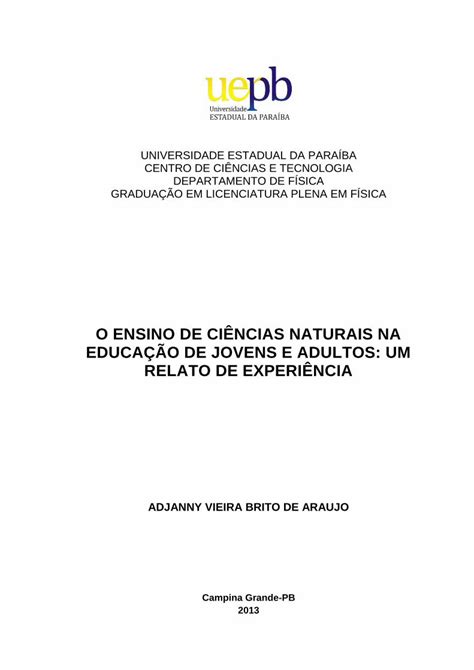 PDF O ENSINO DE CIÊNCIAS NATURAIS NA EDUCAÇÃO DE dspace bc uepb edu