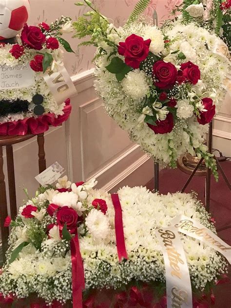 Red White Funeral Flowers Floral Bible Tribute By Petals Warwick In