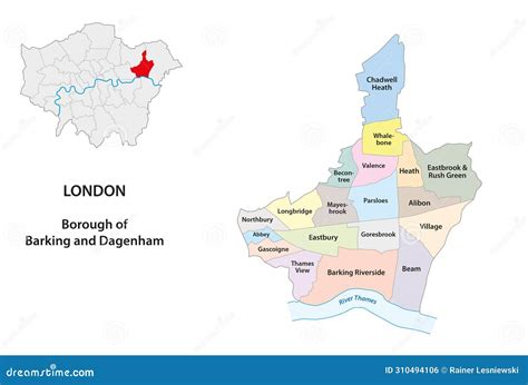 Vector Map Borough Of Barking And Dagenham London Uk Stock Vector