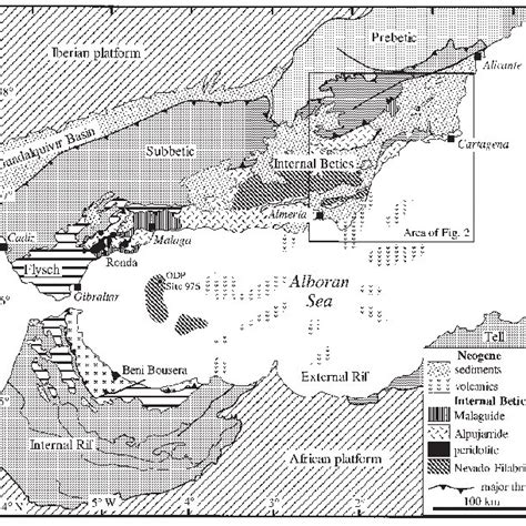 Map Of The Alboran Domain Showing Locations And Ages Of Magmatic Rocks