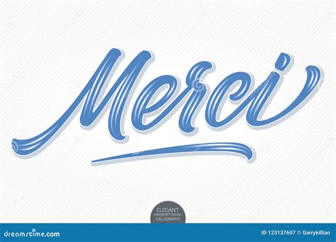 Vector Volumetric Lettering Merci Hand Drawn Thankful Card With