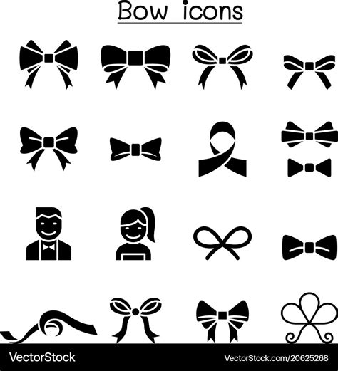 Bow Ribbon Icon Set Royalty Free Vector Image Vectorstock