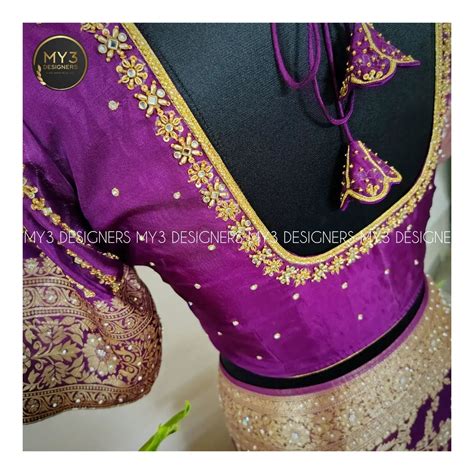 The Classy Edit A Pretty Purple Pattu Work Blouse With Intricate