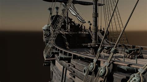 Galleon Black Pearl Pirate Ship 3d Model 199 Blend Obj Unknown