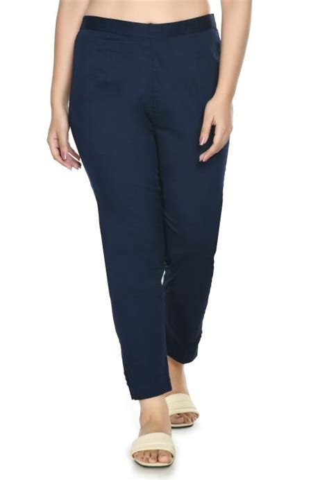 Buy Preego Women Dark Blue Stylish Cotton Blend Trouser Pant Online At Best Prices In India