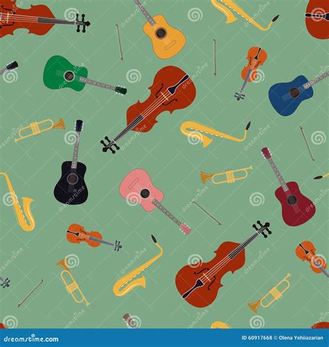 Seamless Pattern Of Music Instrument Stock Vector Illustration Of