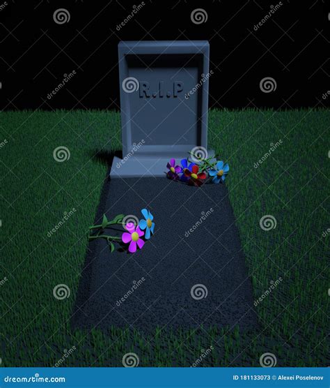 Grave With Rip Inscription Line Icon Gravestone With A Star Vector Illustration Isolated On