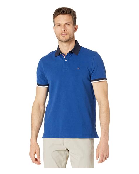 Tommy Hilfiger Cotton Flag Pride Polo Shirt In Custom Fit In Blue For