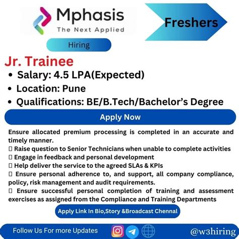 Mphasis Recruitment Hiring Jr Trainee Bachelor S Degree Apply