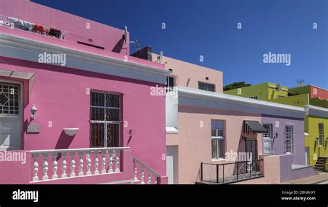 Bo Kaap district, colourful houses, facades and typical Victorian architecture in a residential ...