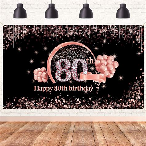 Happy 80th Birthday Banner Backdrop Decorations for Women | Etsy