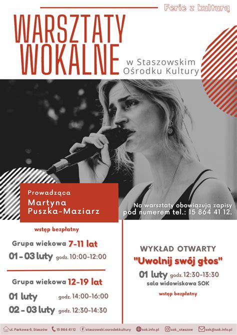 Warsztaty Wokalne W Czasie Ferii Staszowski O Rodek Kultury