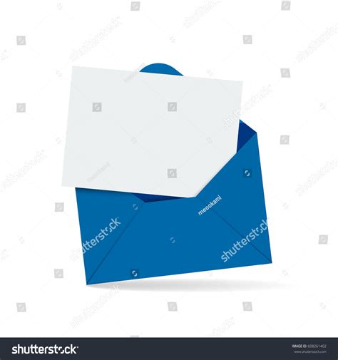 Open Blue Envelope Blank White Letter Stock Vector Royalty Free