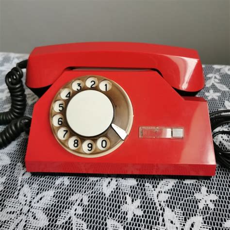 Red Vintage Rotary Phone Etsy